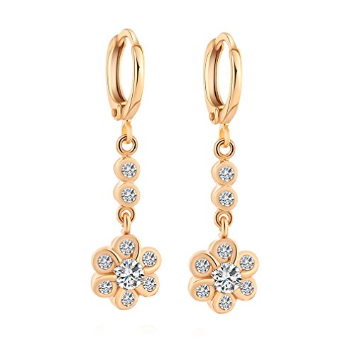 Yazilind oro 18K plateado cuelga los pendientes de aro circonio cúbico pendientes de flores con encanto para la Mujer Yazilind oro 18K plateado cuelga los pendientes de aro circonio cúbico pendientes de flores con encanto para la Mujer