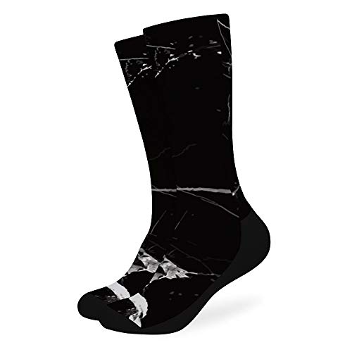 Ye Hua Calcetines deportivos casuales de textura de piedra de mármol negro Medias de tobillo Calcetines deportivos de algodón de 16,5 pulgadas