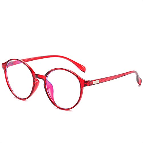 YHKF Gafas Marco De Gafas De Lente Transparente para Mujer Gafas De Hombre Gafas Redondas Gafas De Montura Transparentes-Rojo
