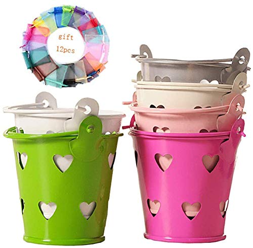 Yuecute - Mini cubo de lata para caramelos, recuerdos, regalos, cubo de lata colorido, ideal como regalo de boda, cubo de patatas fritas, caja de confeti, metal, multicolor