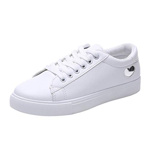 Zapatos de Mujer Zapatillas Respirable Mocasines Deportes Casuales Nuevo Estudiante Zapatos Blancos Mujeres Salvajes Zapatos Cuero Zapatos Blancos Planos Antideslizantes 35-39 riou