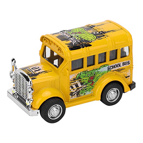 Zerodis Mini Modelo de autobús Escolar de aleación Pull Back Car Toy Sound Light Battery Vehículo Interactivo laerning Toy para niños pequeños(Amarillo)