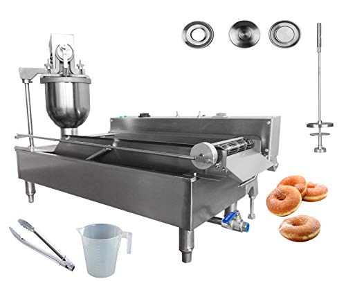 ZX zhixiu® Máquinas de rosquillas Completamente automáticas Dos Filas Máquinas para Hacer Donuts Comericial Maquina de buñuelos eléctricos, Capacidad 7L, con moldes de Tres tamaños (220V/50Hz)