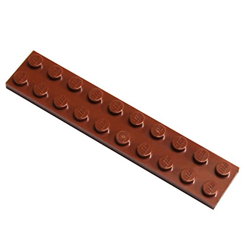 10 piezas Lego "placa 2 x 10 corrugadosa" en color marrón rojizo.
