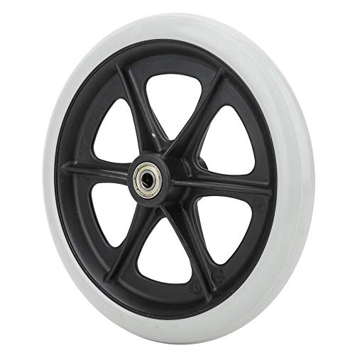 1pc 8 Inch Silla de ruedas Rueda delantera Goma antideslizante Reemplazo de rueda única Cojinete Diámetro interno 8 mm/0.3in