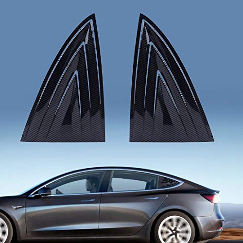2 piezas de fibra de carbono color cubierta para persiana trasera de ventana ajuste marco para Tesla Model 3 2018 2019