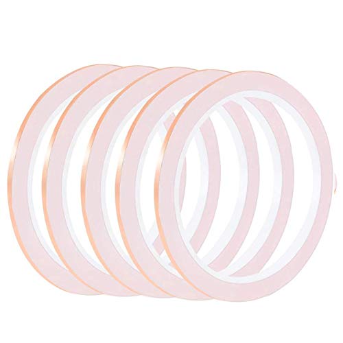 5 rollos de cinta de lámina de cobre de 10 M x 3,2 mm con adhesivo conductivo doble para blindaje EMI, repelente de babosas, manualidades, reparaciones eléctricas 5 rollos de cinta de lámina de cobre de 10 M x 3,2 mm con adhesivo conductivo doble para blindaje EMI, repelente de babosas, manualidades, reparaciones eléctricas