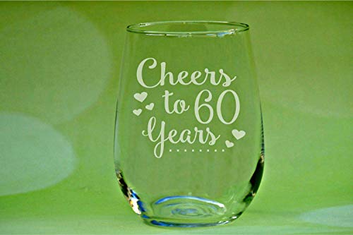 60Th Birthday Gift, Birthday Wine Glass, 60Th Anniversary, Vintage 1957, Cheers To 60 Years, Moms 60Th, Woman'S 60Th Birthday, 60Th Party Clear Crystal Red or White Wine Glasses 11 Ounce