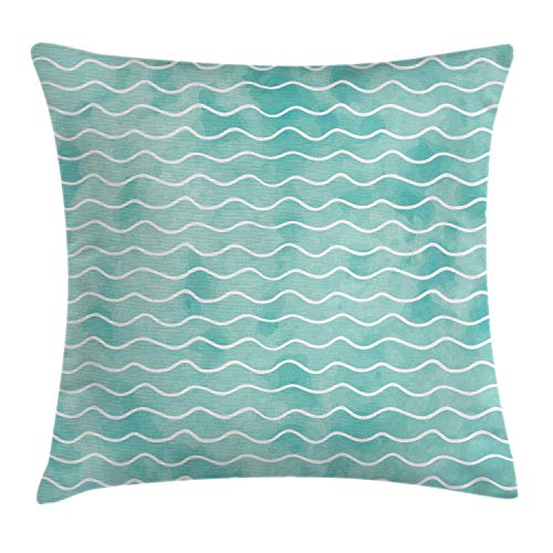 ABAKUHAUS Náutico Funda para Almohadar, Patrón en Colores Pastel Suave Olas del Mar Gráfico Inspiración Vibra de Verano, Material Lavable para Uso en Interiores y Exteriores, 50 x 50 cm, Turquesa ABAKUHAUS Náutico Funda para Almohadar, Patrón en Colores Pastel Suave Olas del Mar Gráfico Inspiración Vibra de Verano, Material Lavable para Uso en Interiores y Exteriores, 50 x 50 cm, Turquesa