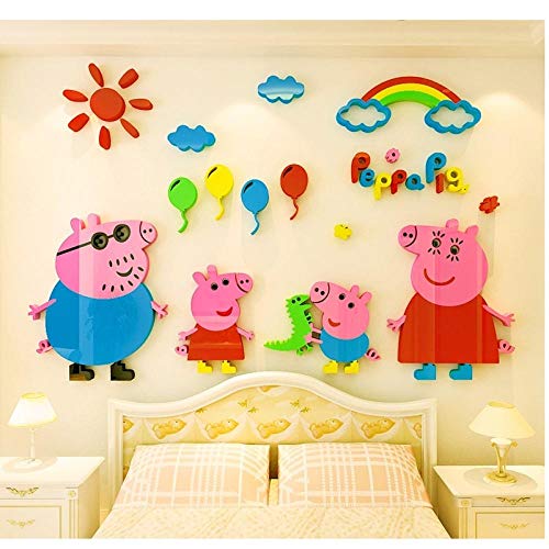 Adhesivos de cabecera de cerdo, adhesivos de pared 3D autoadhesivos, adhesivos de pared para decoración de habitaciones infantiles, decoración de paredes-150 cm de ancho * 97 cm de altura