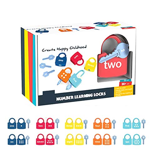 AIJIANG Baby Learn Toy, 1 Juego Desbloquear números de Letras de Aprendizaje cognitivo con 10 cerraduras Ayudas didácticas Juguete de Juego Educativo