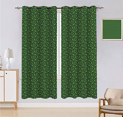 Alandana Green Decor - Cortina hecha a medida, diseño floral con flores rizadas, decoración de la casa, 2 paneles, cada panel de 152 cm de ancho x 228 cm de largo