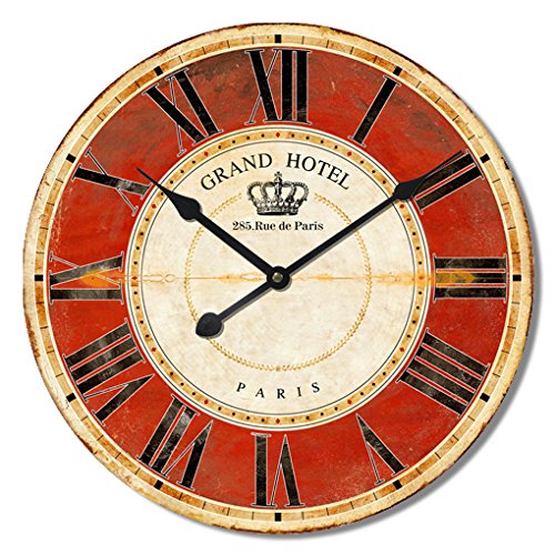 Alice's Collection - Grande Reloj de pared, madera MDF, Vintage GRAND HOTEL dia 60 cm