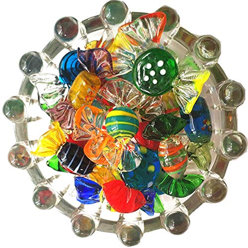 Almabner Glass Candy - Figuras decorativas de cristal (24 unidades), diseño vintage de Murano