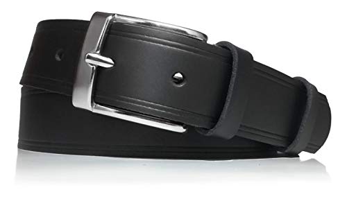 almela - Cinturón de hombre - Piel legitima - 3 cm de ancho - Cuero - Económico - 30mm - Hebilla níquel brillo (Negro, 110)