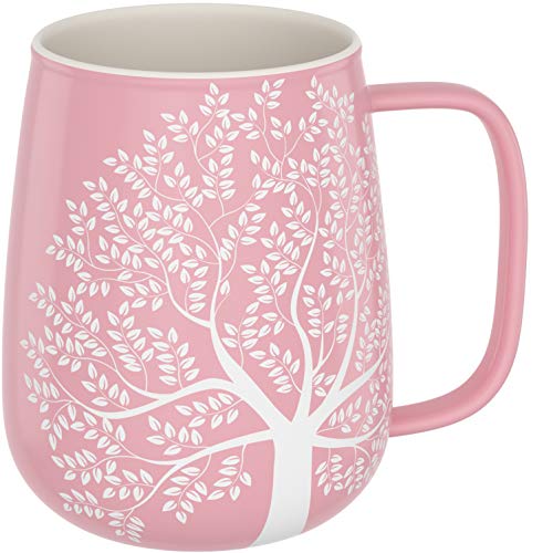 amapodo Taza de café grande de porcelana con asa, 600 ml, tamaño XXL, cerámica, color rosa, regalos para mujeres y hombres