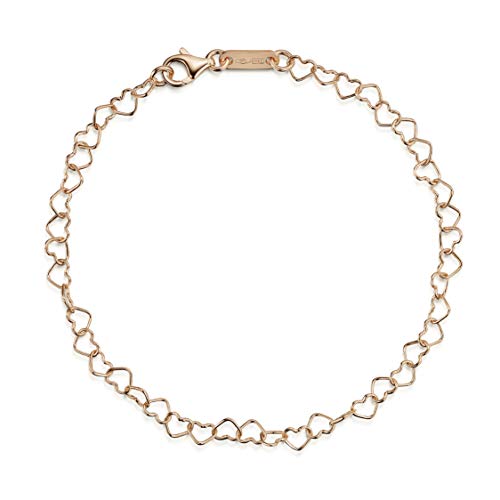 Amberta Joyas - Pulsera en Oro Rosa 375 de 9K - Modelo Ajustable con Corazones Alineados - Ancho: 4 mm y Longitud: 19 cm Amberta Joyas - Pulsera en Oro Rosa 375 de 9K - Modelo Ajustable con Corazones Alineados - Ancho: 4 mm y Longitud: 19 cm