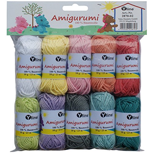 Amigurumi 2870-02 - Juego de 10 ovillos de lana (10 g, 100% algodón, hilo para tejer, ganchillo)