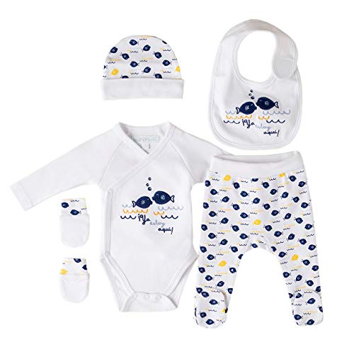 Amomí Caja Regalo Set Primera Puesta Recién Nacido 4 Piezas Algodón 100% Talla Unica (Delfin Marino, 0-3 Meses) Amomí Caja Regalo Set Primera Puesta Recién Nacido 4 Piezas Algodón 100% Talla Unica (Delfin Marino, 0-3 Meses)