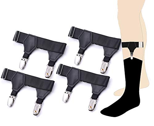 ANDERK 2 pares Ligas De Calcetines Sock Garters Liga EláStica Ajustable Suspender con Abrazaderas Antideslizantes para Hombresntes para Hombres