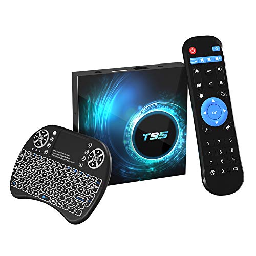 Android TV Box,Android 10.0 TV Box 4GB RAM / 32GB ROM H616 Quad Core 64 bits, Soporta 2.4G + 5G Dual WiFi BT5.0 6K 3D H.265 Smart TV Boxes con Mini Teclado inalámbrico retroiluminado