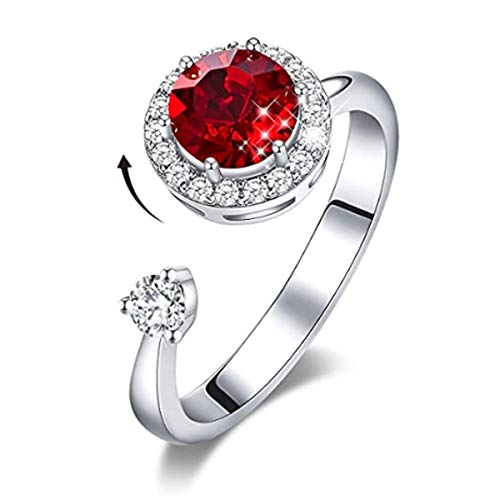 Anillos Ajustables Chapado Oro Blanco 18K Anillo Piedra de Nacimiento para Mujer Niña con Estuche de Joyería Anillo Baile Giratorio con Cristal de Swarovski Regalo para Mamá Anillos Ajustables Chapado Oro Blanco 18K Anillo Piedra de Nacimiento para Mujer Niña con Estuche de Joyería Anillo Baile Giratorio con Cristal de Swarovski Regalo para Mamá