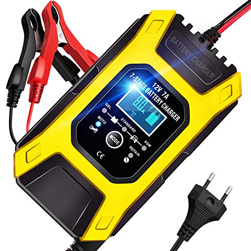 AOKBON Cargador Baterias Coche 7A 12V Cargadores Baterias Carga Rapida Múltiples Protecciones Automático Inteligente para Coche Moto ATVs RVs Barco AOKBON Cargador Baterias Coche 7A 12V Cargadores Baterias Carga Rapida Múltiples Protecciones Automático Inteligente para Coche Moto ATVs RVs Barco