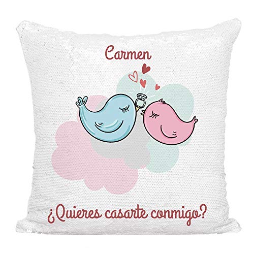 AR Regalos Cojin de Lentejuelas Reversibles ¿Quieres casarte Conmigo?