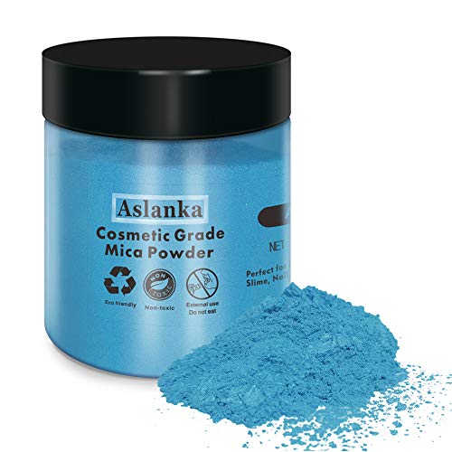 Aslanka Azul Pigmentos para Resina Epoxi,Mica en Polvo Perlado para Hacer hacer slime, Jabón, Sombra de Ojos Cosmética, Bomba de Baño, Esmalte de Uñas- 50 g