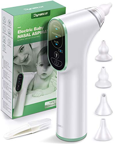 Aspirador nasal eléctrico DynaBliss con 4 puntas de silicona médicas y 3 niveles de succión, aspirador nasal recargable recién nacido incluye pinzas nasales