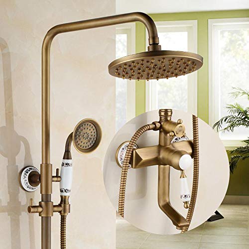 Avety Cuarto De Baño Conjunto De Ducha De Lluvia De Bronce Antiguo Montado En La Pared De Ducha De Baño Grifos con Ducha De Mano Montado En La ParedD Avety Cuarto De Baño Conjunto De Ducha De Lluvia De Bronce Antiguo Montado En La Pared De Ducha De Baño Grifos con Ducha De Mano Montado En La ParedD