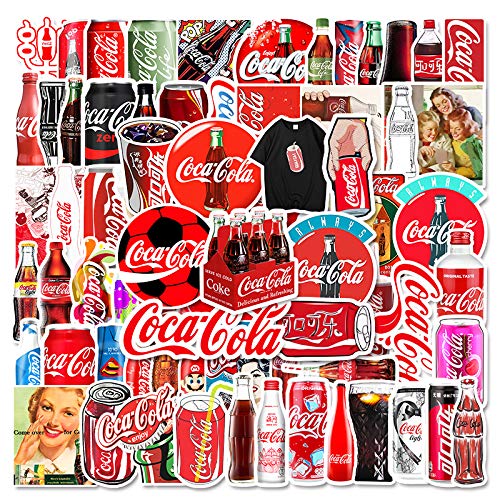 BAIMENG Etiqueta engomada Impermeable de la decoración del Coche de la Maleta del Ordenador portátil del Doodle de la Historieta de la Marea de Coca-Cola 76 Piezas