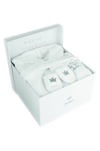 BAM BAM - Caja de regalo (1 albornoz y 1 par de zapatillas para baño, 100% algodón) blanco blanco Talla:74-80