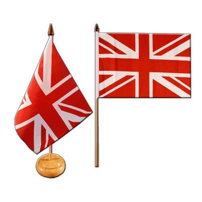 Bandera fritze mesa de bandera británica - Union Jack rojo con base de madera lacada