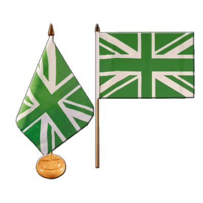 Bandera fritze mesa de bandera británica - Union Jack verde con base de madera lacada