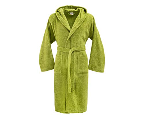 Bassetti - Albornoz con capucha para hombre/mujer, disponible en varias tallas y colores, 100% algodón verde Verde Bambù Taglia XL