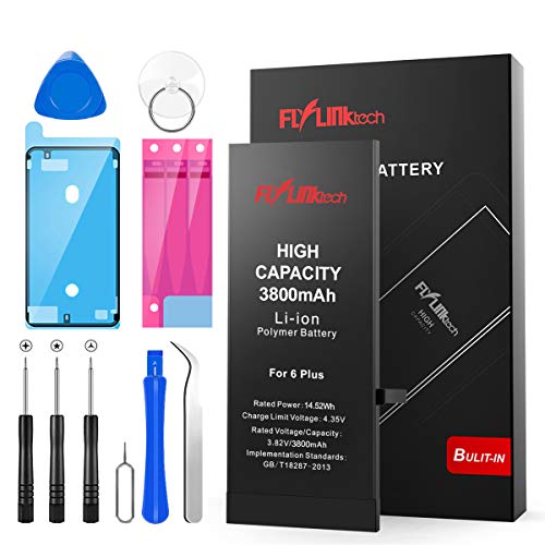 Batería para iPhone 6 Plus 3800mAH con 31% más de Capacidad Que la batería Origina, FLYLINKTECH Reemplazo de Alta Capacidad Batería para iPhone 6 Plus con Kits de Herramientas de reparación Batería para iPhone 6 Plus 3800mAH con 31% más de Capacidad Que la batería Origina, FLYLINKTECH Reemplazo de Alta Capacidad Batería para iPhone 6 Plus con Kits de Herramientas de reparación