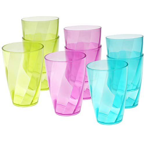 BELLE VOUS Vasos Colores de Plástico (Pack de 9) Vasos Reutilizables 400 ml en 3 Colores – Set Vaso Plástico para Fiestas, Acampadas, BBQs, Picnic, Playa – Aptos para Lavavajillas y Libres de BPA
