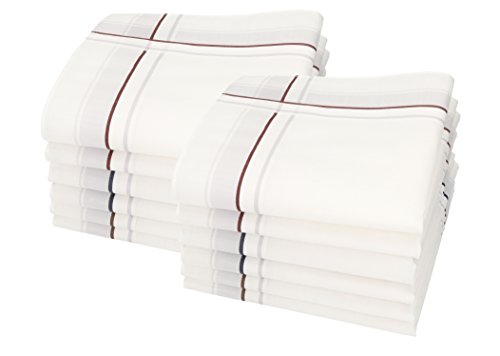 Betz Juego de pañuelos de tejido para caballeros LORD 1 100% algodón 43x43 cm diseño 32 Color blanco 12 piezas