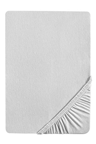 biberna 0841380 - Sábana Bajera Ajustable (Franela de Melange-Flanell, Altura del colchón máx. 22 cm) 90 x 190 cm -> 100 x 200 cm, Color Gris