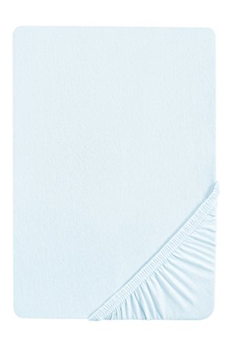 Biberna 77144/555/046, Sábana bajera ajustable elástica, Azul (ciel), 90 x 190 cm - 100 x 200 cm
