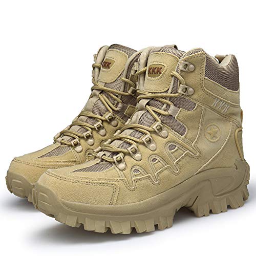 Bititger - Botas de desierto militares de piel, impermeables, con cremallera, botas tácticas y de combate para hombre, para patrullas, de seguridad, para policías, color, talla 44 EU