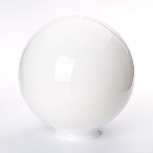 Bola de cristal con agujero, muchos tamaños, con borde de mango, pantalla de cristal opalino blanco brillante, cristal de repuesto, bola de cristal, borde del cuello (200 mm de diámetro)