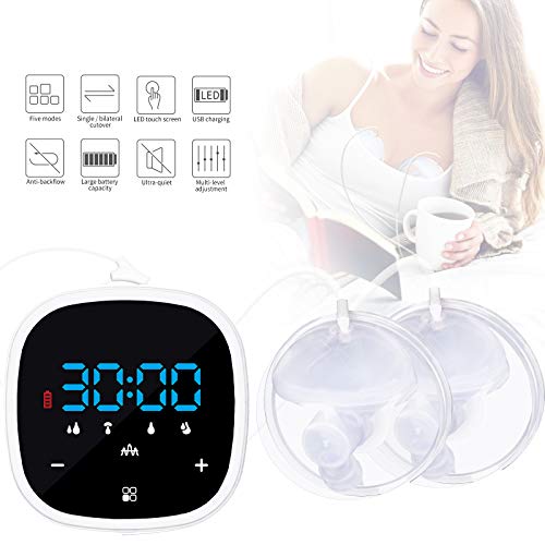 Bombas de lactancia materna eléctrica dual, silenciosas de alta frecuencia con pantalla táctil LED para manos libres (cinco modos)