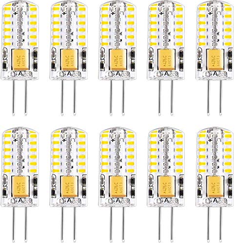 Bombillas LED G4, blanco frío, 6000 K, CA/CC, 12 V, 3 W (equivalente a bombilla halógena de 10 W, 15 W, 20 W), bombilla LED G4 de bajo consumo, tipo Bi-Pin con 48 LED (paquete de 10)