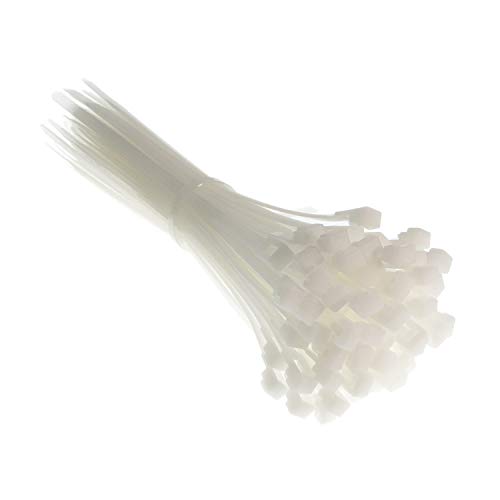 Bridas reutilizables prémium en color blanco, transparentes, resistentes a los rayos UV, al calor y al frío, extra fuertes (100 unidades, 200 mm x 4,8 mm) Bridas reutilizables prémium en color blanco, transparentes, resistentes a los rayos UV, al calor y al frío, extra fuertes (100 unidades, 200 mm x 4,8 mm)