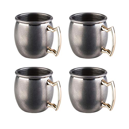 Buddy´s Bar - 4 tazas Mini Moscow Mule, 50 ml, vasos de chupito, chupitos, tazas de acero inoxidable de alta calidad, tazas para cóctel, juego de 4 tazas pequeñas para cóctel, acero inoxidable antiguo
