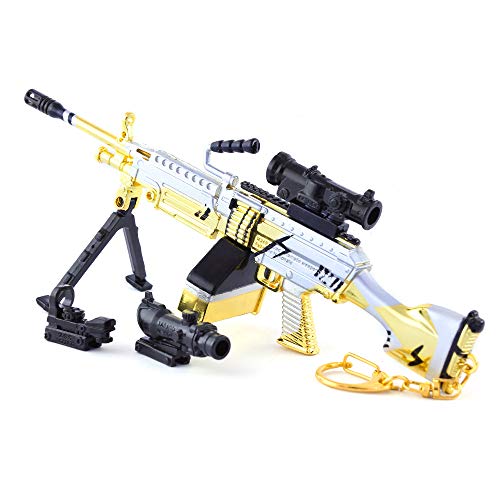 BYWL 1/4 M249 ametralladora ligera 6 piezas de aleación de metal modelo de armas figura de juguete de arte utilería decoración llavero regalo para niños