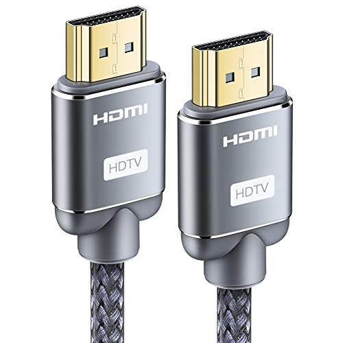 Cable HDMI 10Metros - Snowkids Cable HDMI de Alta Velocidad en Nylon Trenzado Compatible con 3D/Retorno de Audio - Cable HDMI para BLU-Ray/Ultra HD TV/Pantalla - Gris