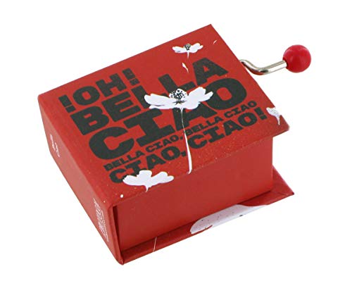 Caja de música con manivela de cartón en forma de libro (Ref: 1631) – Bella Ciao (Serie TV"La casa de papel")